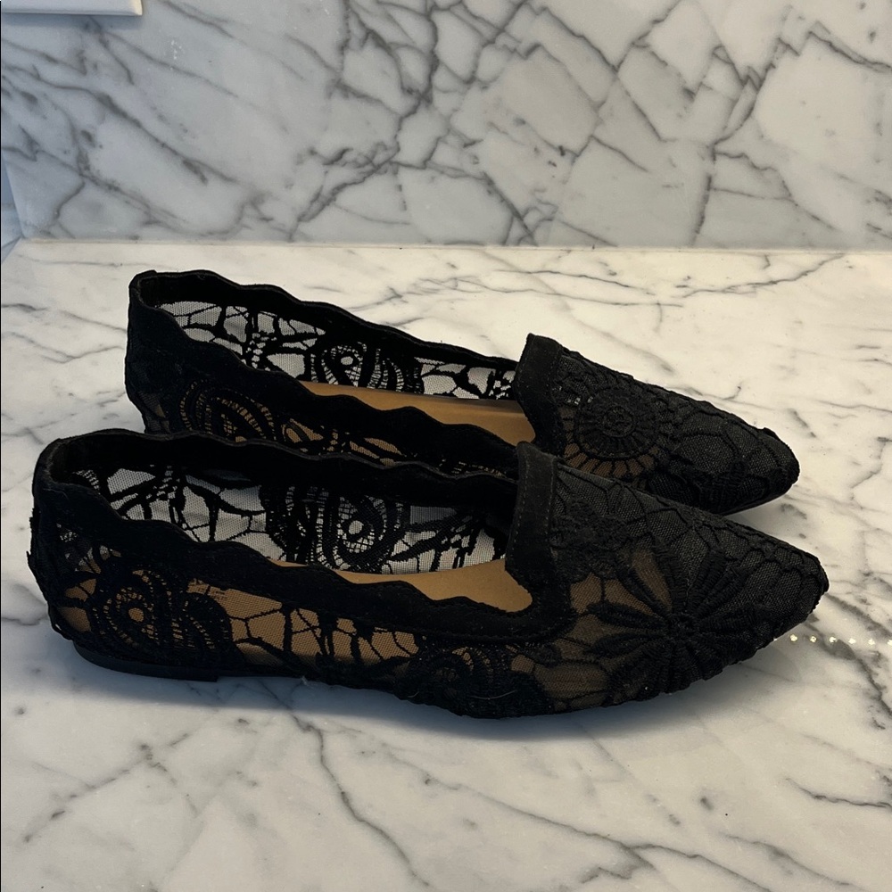 Seychelles Black Lace Women's Flats